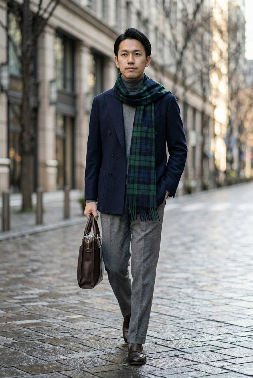 重厚なヘビーウールが紡ぐ英国の伝統。ダブルブレザーで装う気高き冬のビジネス流儀