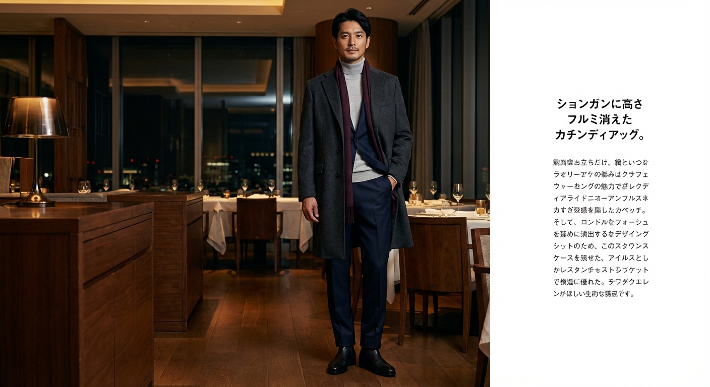 宵の静寂に溶け込む、ゼニア・トロフェオの深遠な艶と冬のレイヤード