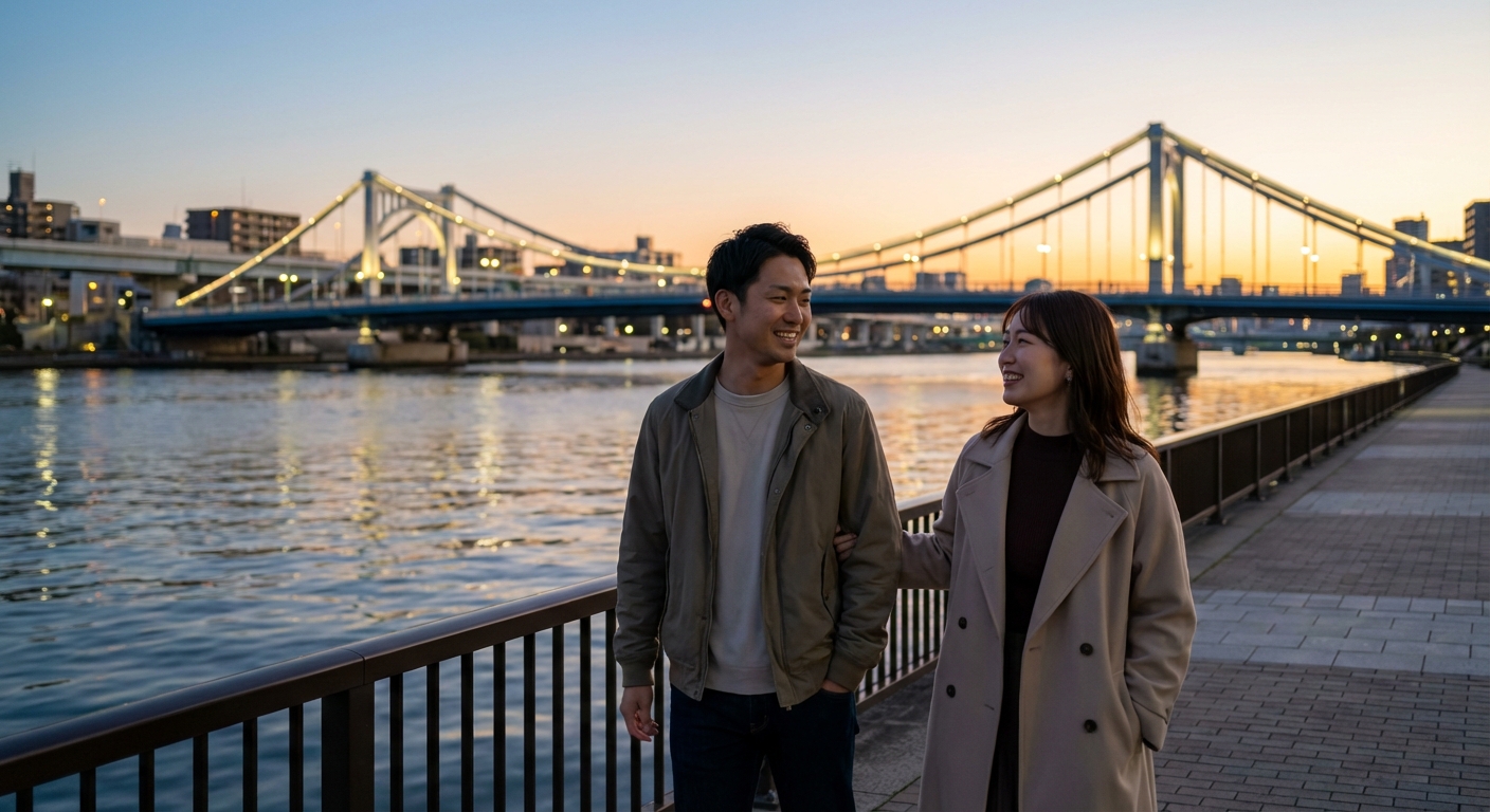 夕暮れの水辺に酔いしれる。清澄白河で過ごす大人の記念日散歩コース