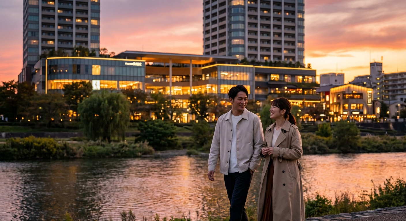水辺の静寂と黄金色の夕景。自然と美食に癒やされる二子玉川リトリート