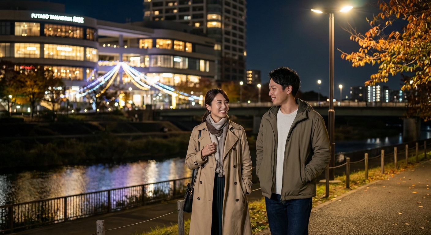 二子玉川の夜風に吹かれて。等々力から歩く、静寂と煌めきの自然体デート