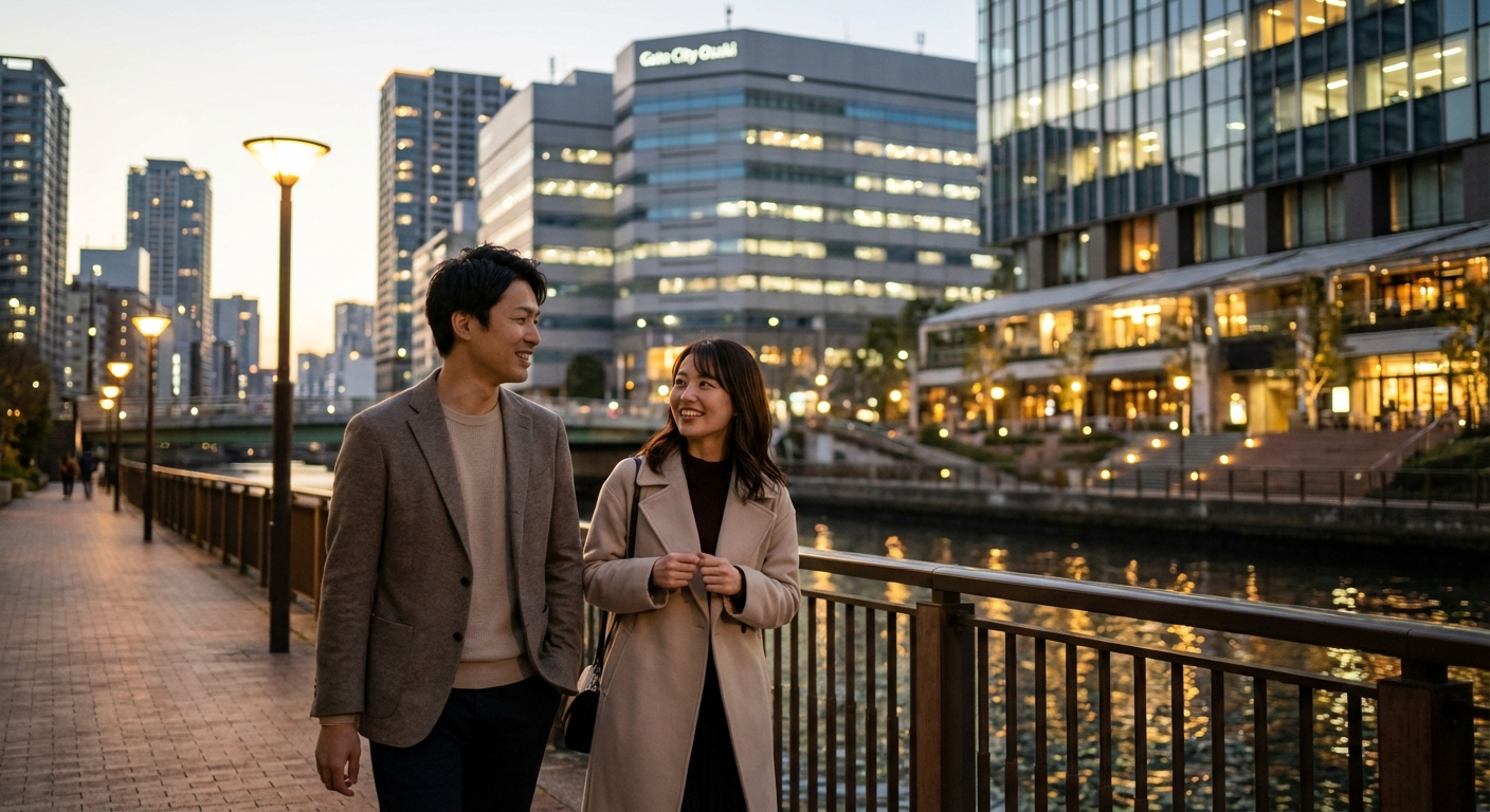 光り輝く水辺と都心の夜風。五反田・大崎で叶える大人の仕事帰り記念日散歩