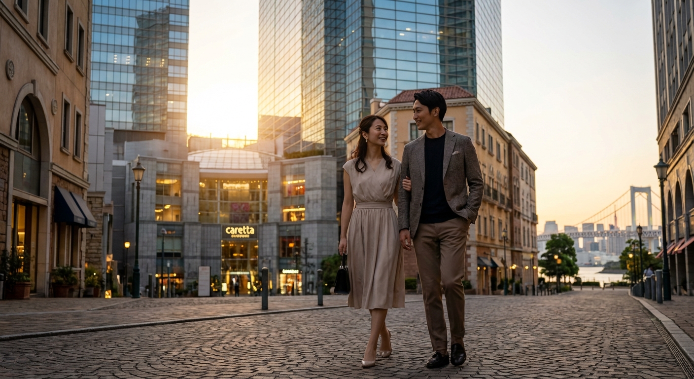 都会のオアシスから煌めく夜景へ。汐留で過ごす、移ろう空色の記念日