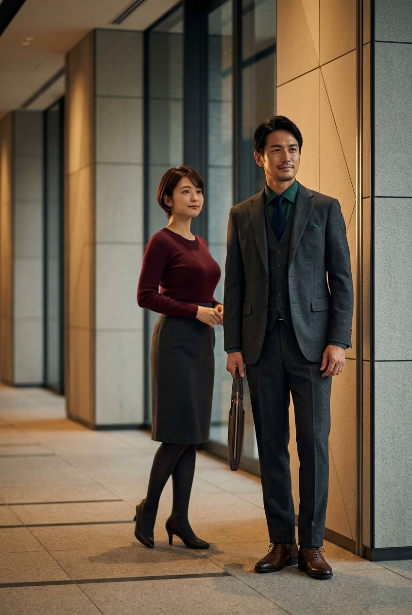 都会的で端正なチャコールグレーのフランネル3ピースで挑む勝負のプレゼン