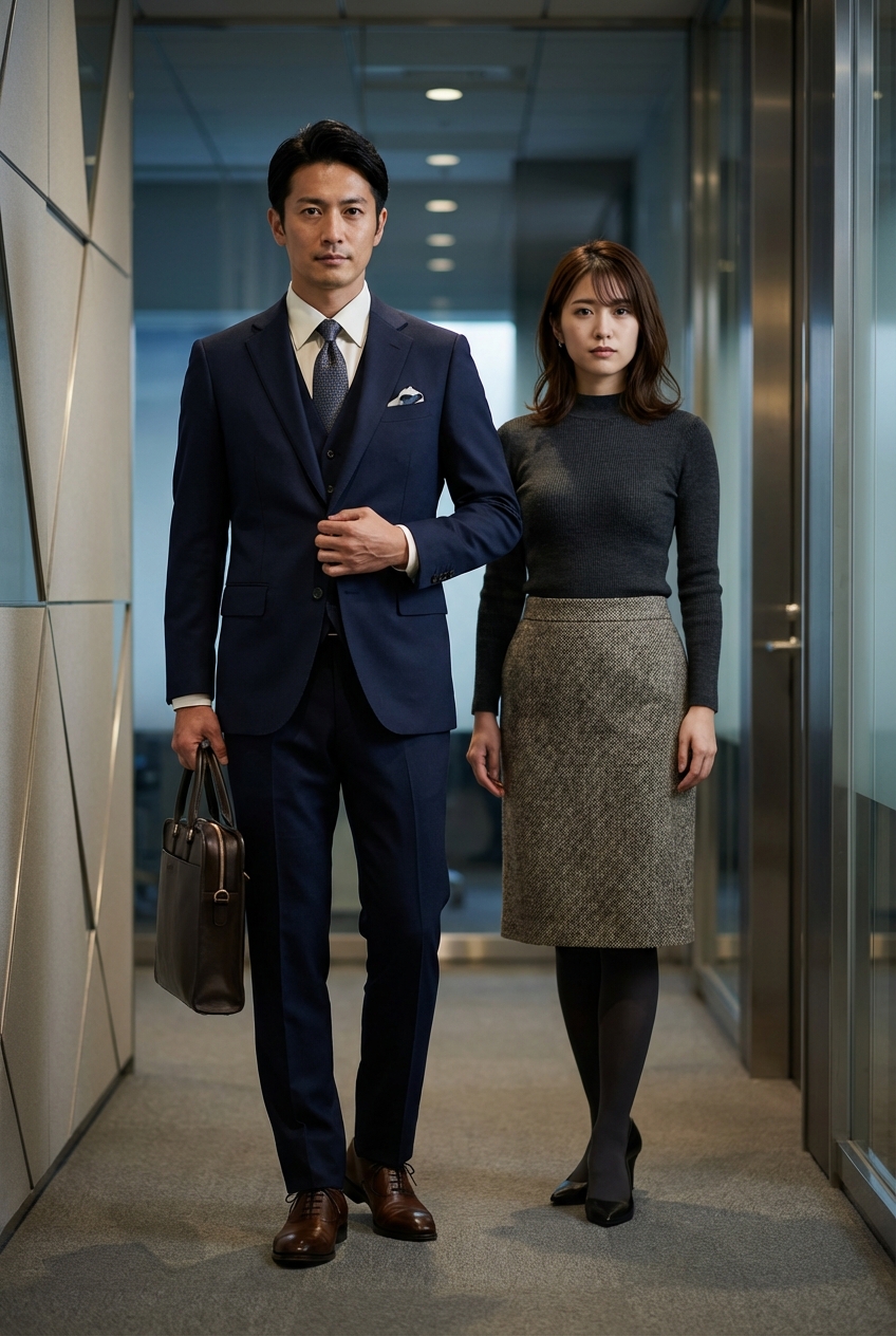 撥水ウールのネイビーセットアップで挑む、勝負のプレゼンを制する端正な英国クラシックスタイル