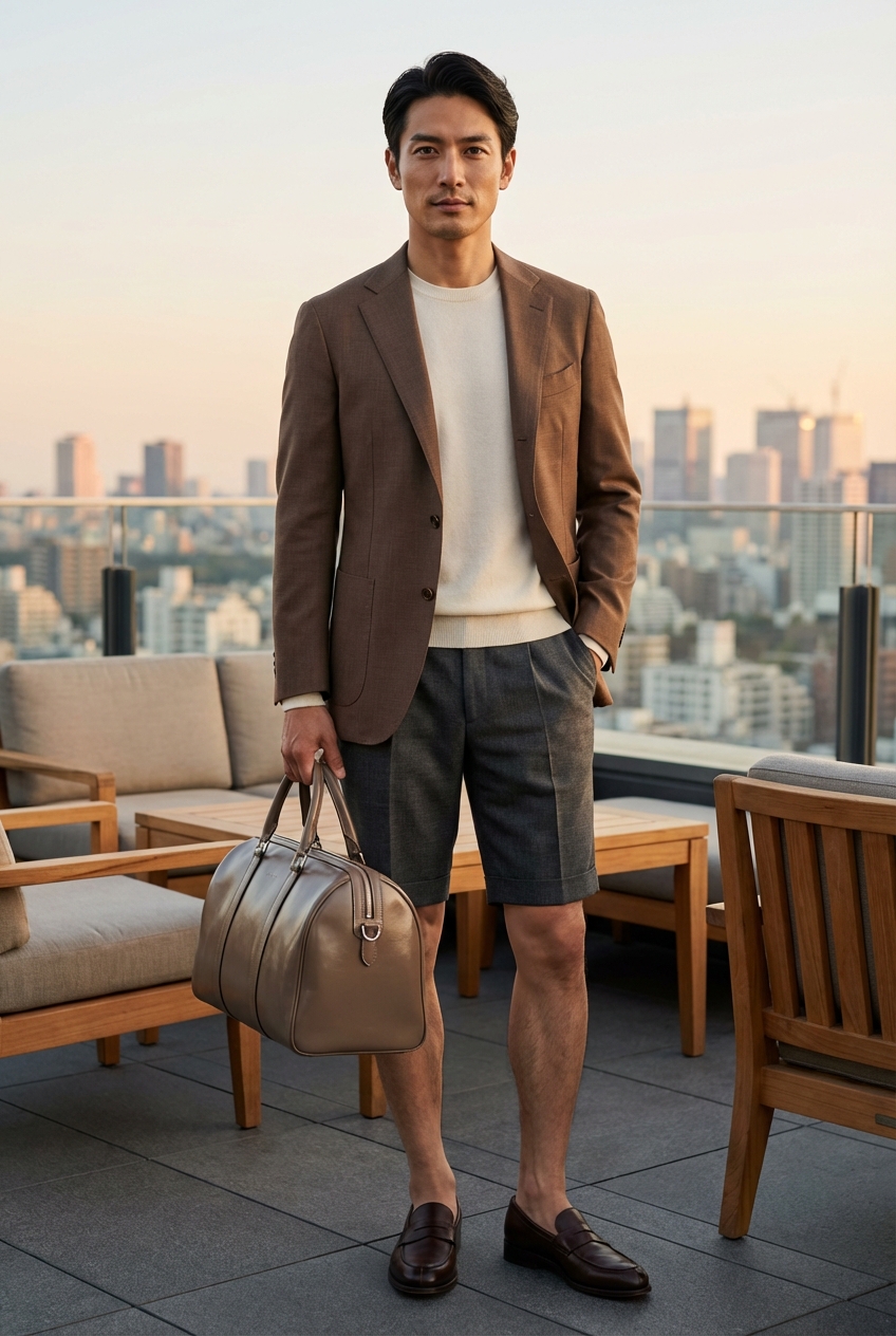 チャコールグレーが導くウールリネンの涼。テラスに映えるアーストーンの色彩美