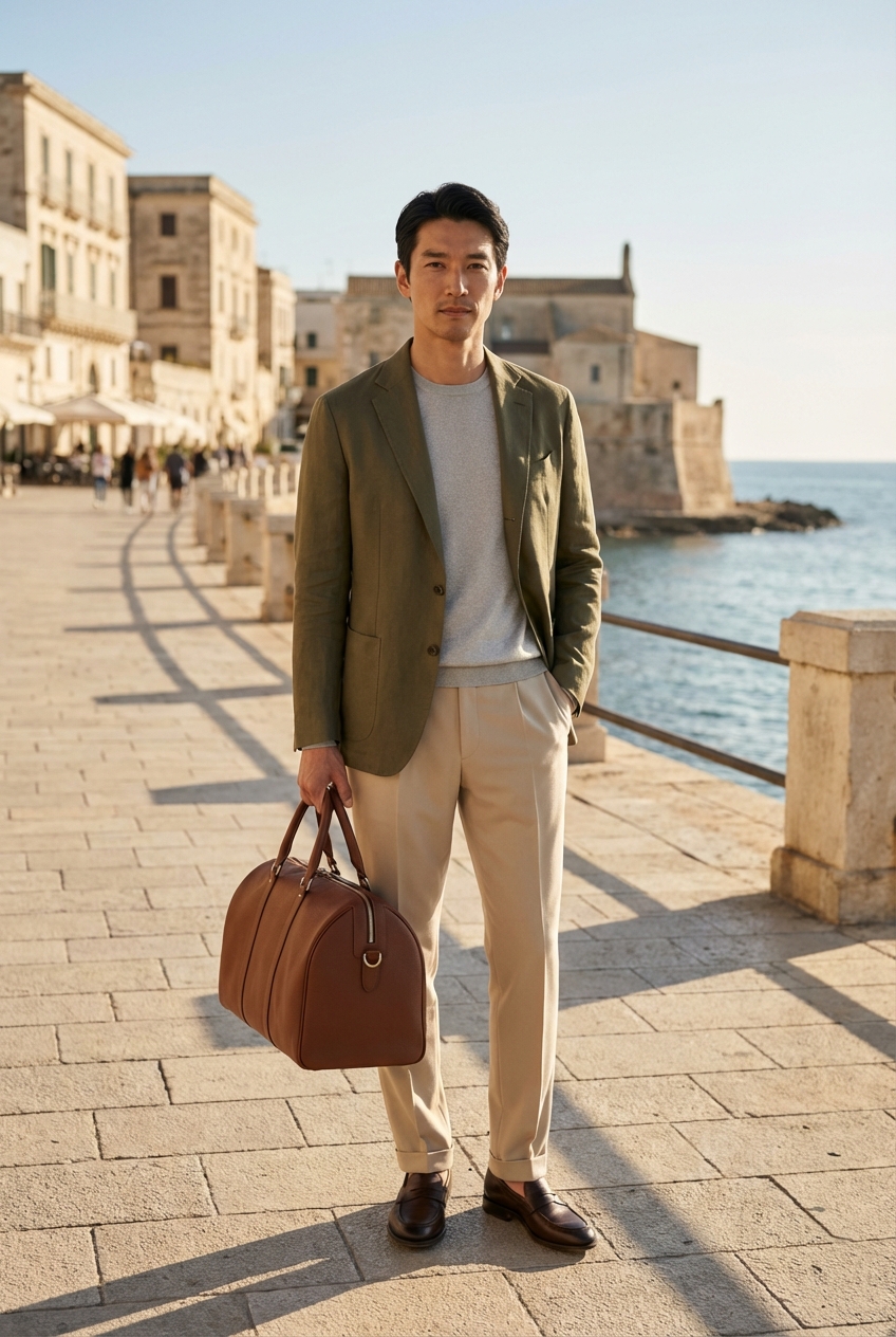 地中海の夕景に溶ける洗練のオリーブ。静謐な素材が奏でる極上のモダンリゾート